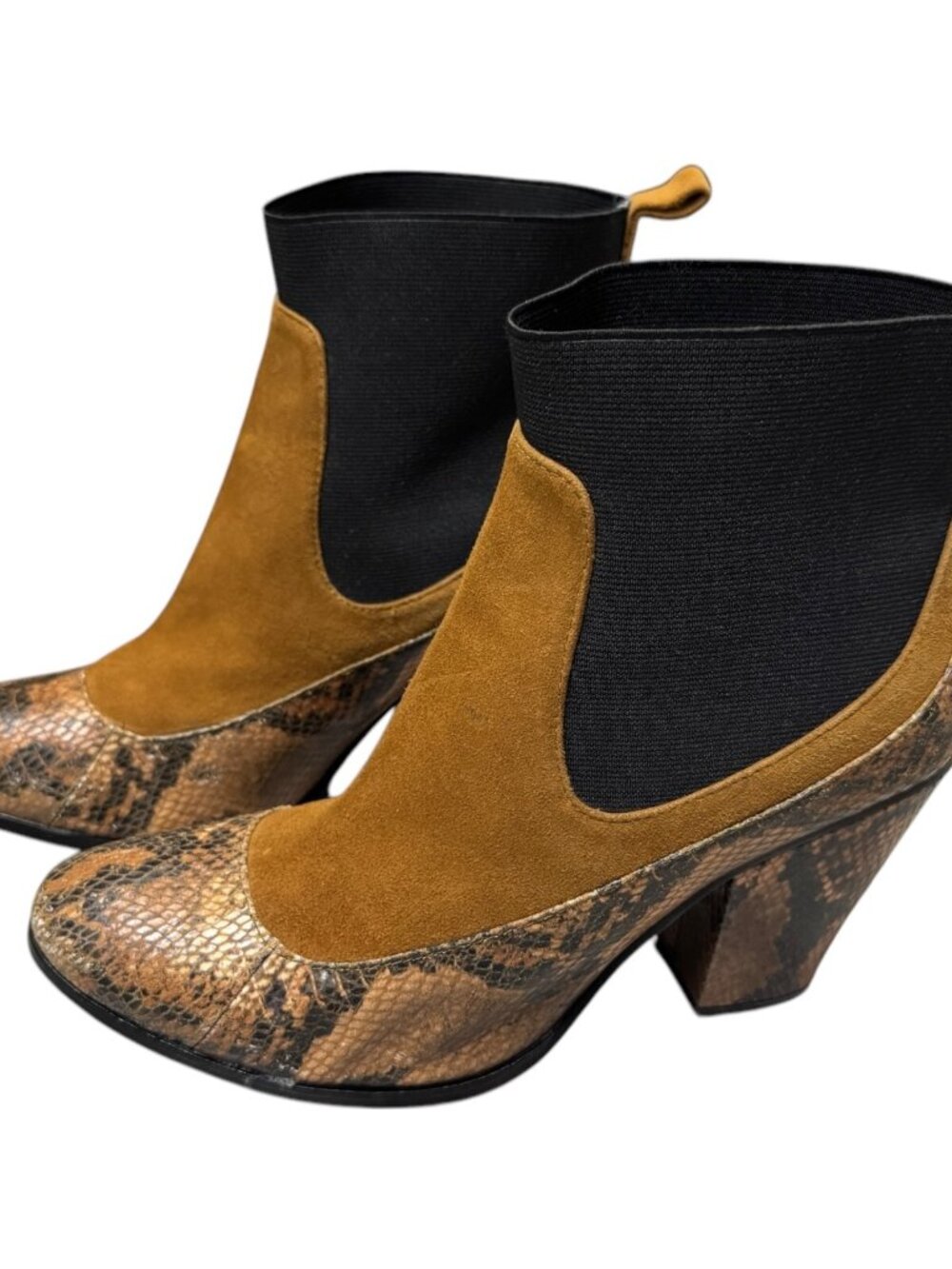 DEE OCLEPPO DEESIGNS LEATHER Luxury Designer Snake Skin Heels Boots Womens 7.5